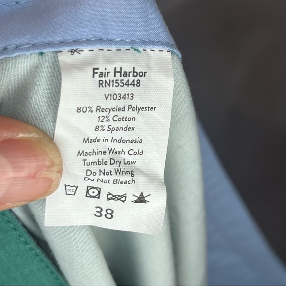 Fair Harbor Men’s Nautilus Boardshort Seapine Surf Stripe Green, White & Blue 38 - Picture 5 of 7